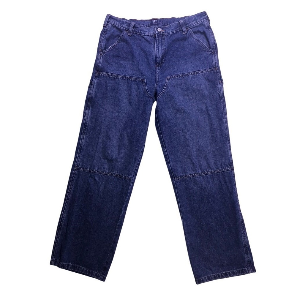 Gap Carpenter Jeans Women 18 Husky Blue Excellent 90s‎ Style Double Knee Denim